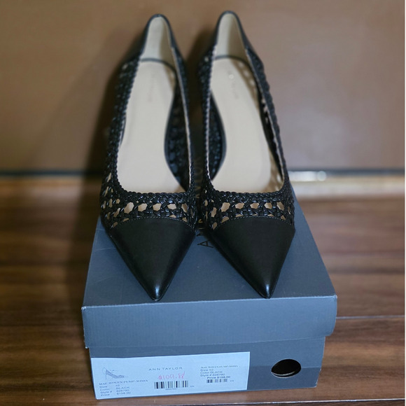 NEW Ann Taylor Mae Woven Pumps black pointy toe heels dress shoes - 10 - 828780 - Picture 6 of 7